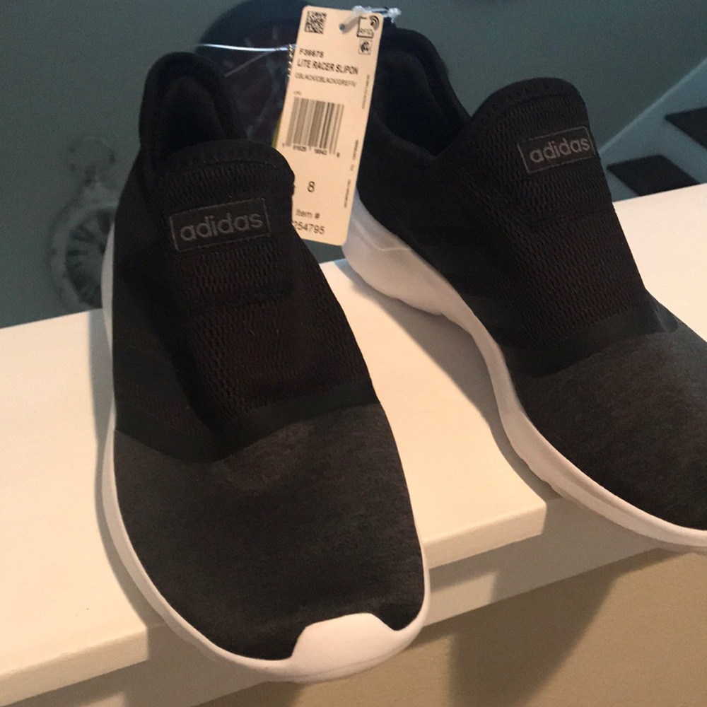 Adidas lite racer slip on shoes as 8